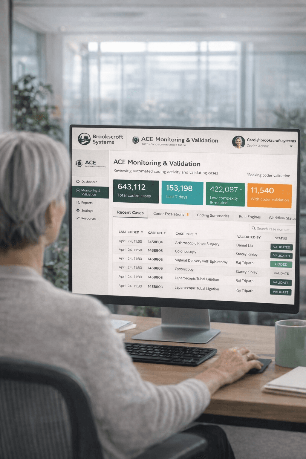 Clinical coding team using advanced technology